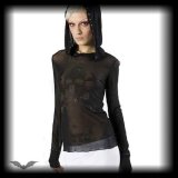 Queen of Darkness - Damen Long Sleeve Chiffon Shirt mit Skull schwarz